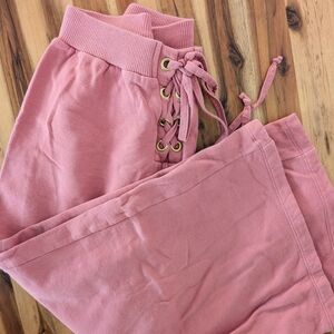 ASOS Dusty Pink Sweatpants with Lace-Up Detail Bellacore Wide Leg Cozy
